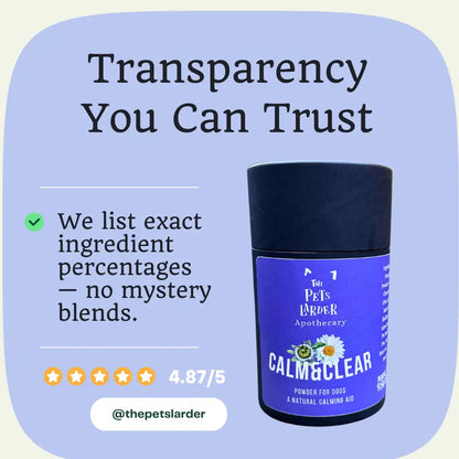 Calm & Clear – Natural Herbal Calming Supplement for Dogs - Dog Supplements